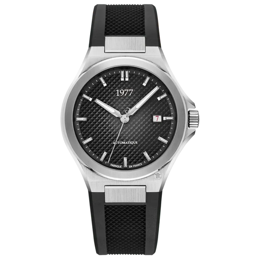 1977 ARSENE Automatik, 41 mm, Zifferblatt Schwarz, Kautschukband FKM Schwarz, Men's Watch 1977P02133